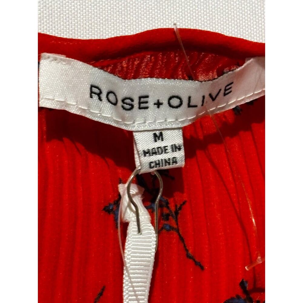 New Rose & Olive Top size M Red coral Crinkle Stretch sleeveless Coastal Career - Picture 5 of 8